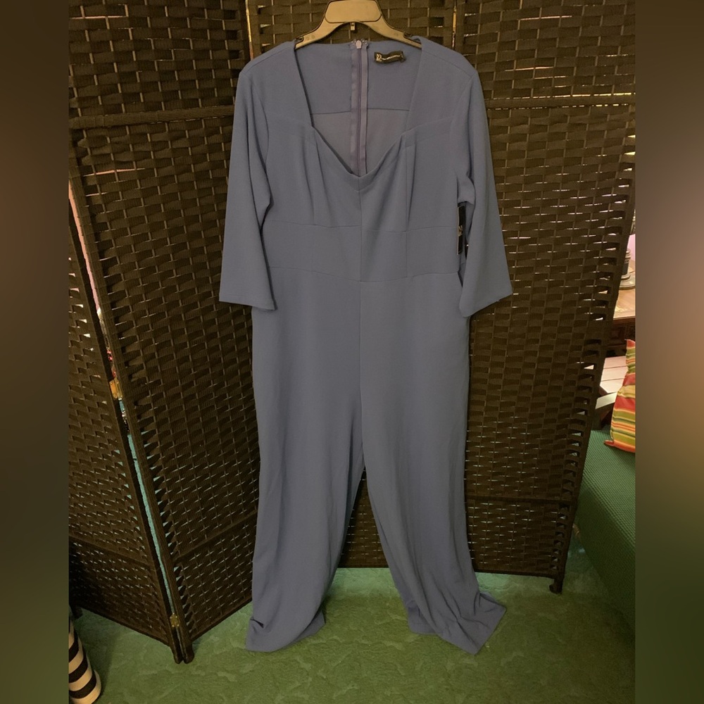 Plus size pointe jumpsuit blue